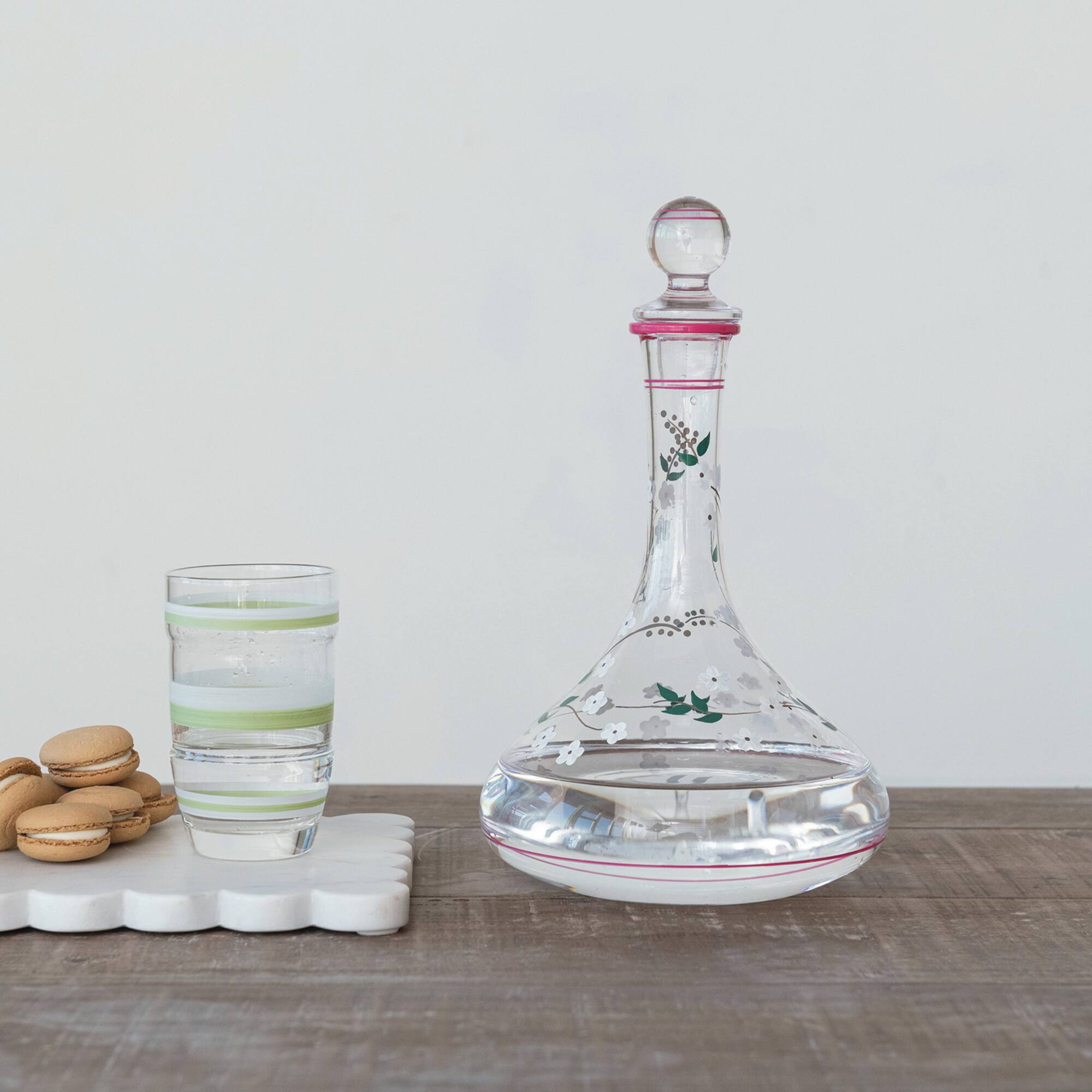 Hello Honey® 5" Green & White Striped Drinking Glass, 4ct.